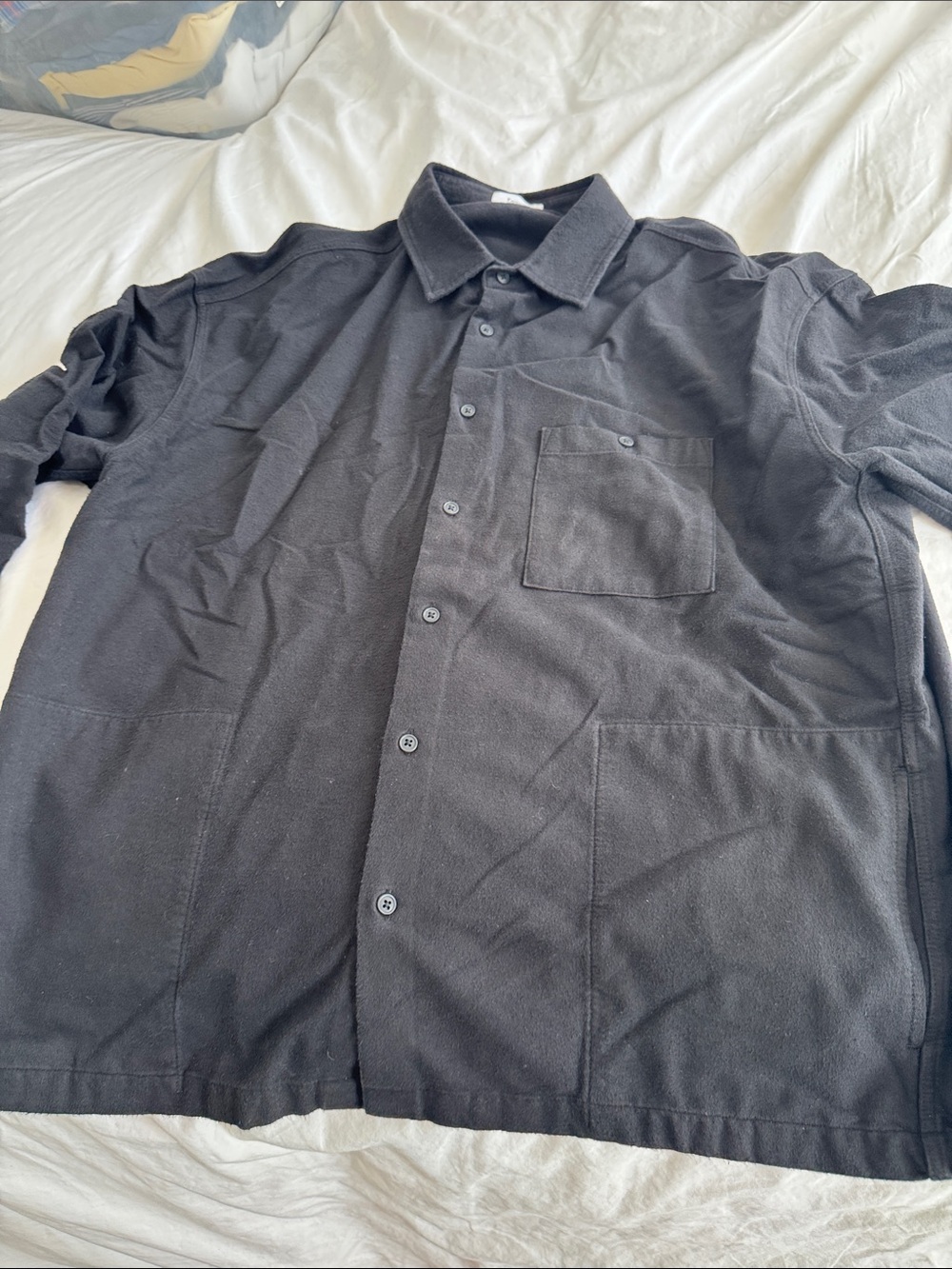 Men's Dark Navy Button-Up Collared Shirt Jacket